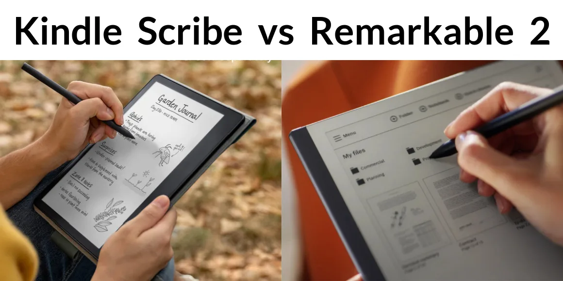 Kindle Scribe and Remarkable 2 devices side by side